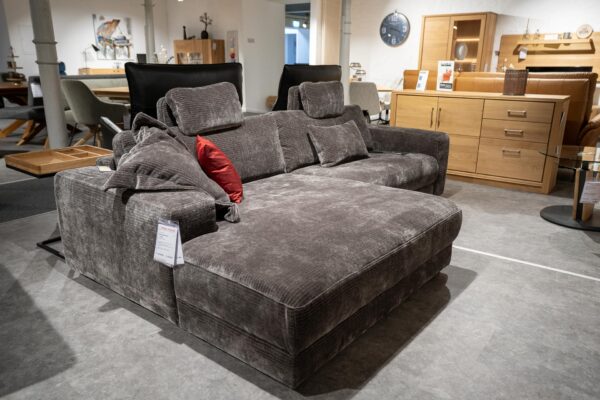 Cord-Sofa mit Relaxfunktion und Longchair SALE%