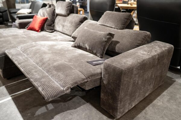 Cord-Sofa mit Relaxfunktion und Longchair SALE%
